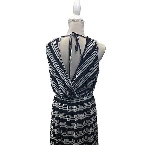 Liberty Love Womens Maxi Long Black White Dress Stripe Size XL Stretch - Picture 5 of 7